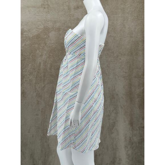 Lilly Pulitzer Dress Womens 2 White Rainbow Polka Dot Strapless Seersucker Beach - Picture 5 of 12